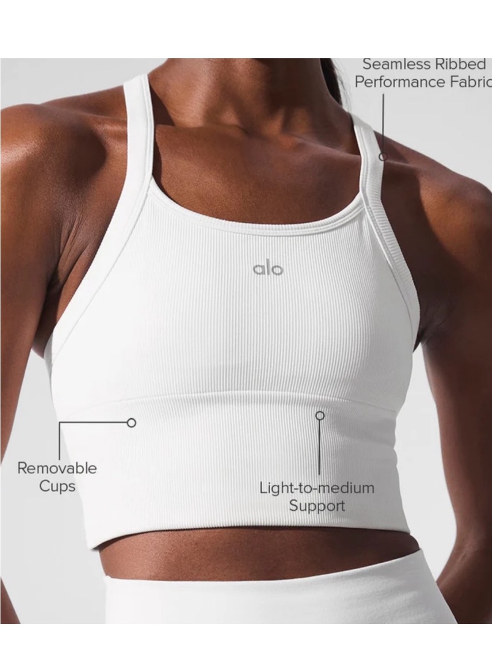 ALO Yoga Ribbed Seamless Sports Bra - White